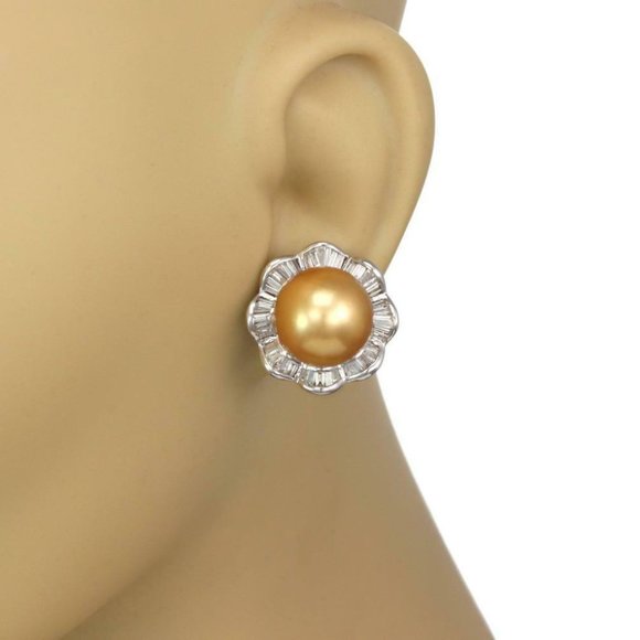 Estate 3.00ct Diamond South Sea Pearl 14kGold Ring - Picture 2 of 4